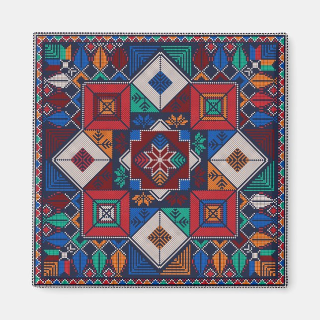 Aimant Traditionnel Palestine Broderie tatreez coloré (Devant)