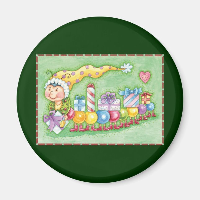 Aimant Train à chenille de Noël avec présentoirs (Devant)