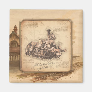 Aimant Train à vapeur vintage / Locomotive Art. Cadeau de