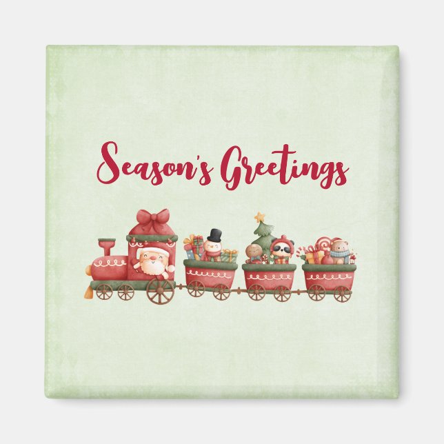 Aimant Train de Noël Vintage avec jouets (Devant)