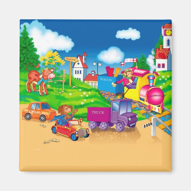 Aimant train et voiture (Devant)