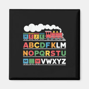 Aimant Train Railroad Lover Abc Alphabet A-z Abcs Kinderg