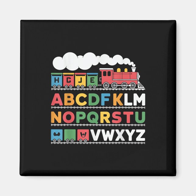 Aimant Train Railroad Lover Abc Alphabet A-z Abcs Kinderg (Devant)