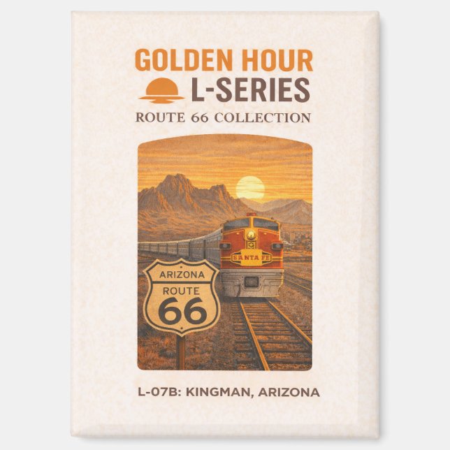 Aimant Train rétro Santa Fe Route 66 Kingman Art (Recto)