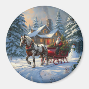 Aimant Traîneau à un cheval de Noël de Santa