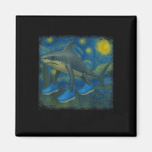 Aimant Tralalero Tralala Funny Shark Van Gogh Starry Nigh