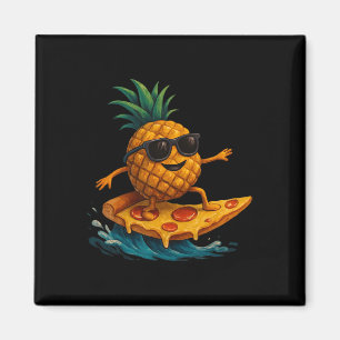 Aimant Tranche de pizza à la surfing ananas drôle été tro