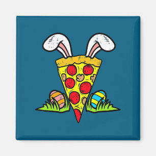 Aimant tranche de pizza de Pâques oreilles de lapin drôle