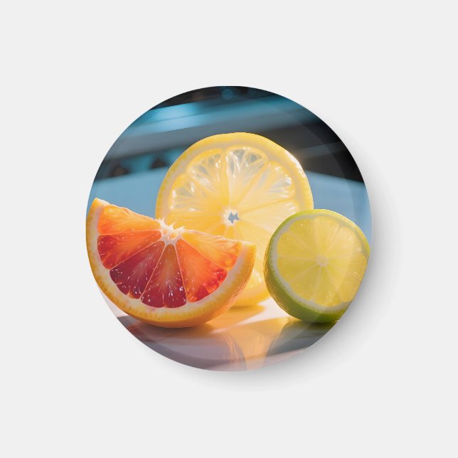 Aimant Tranches de Citron Agrumes Vibrants Grapefruit Cit (Devant)