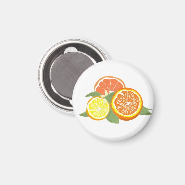 Aimant Tranches de Citron Orange Frais (Recto/Verso)