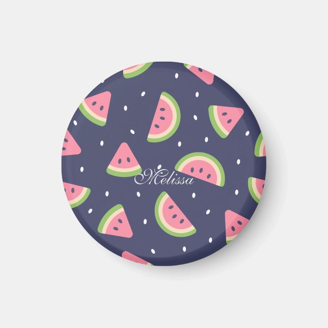 Aimant Tranches de fruits de pastèque rose pâle d'été (Devant)