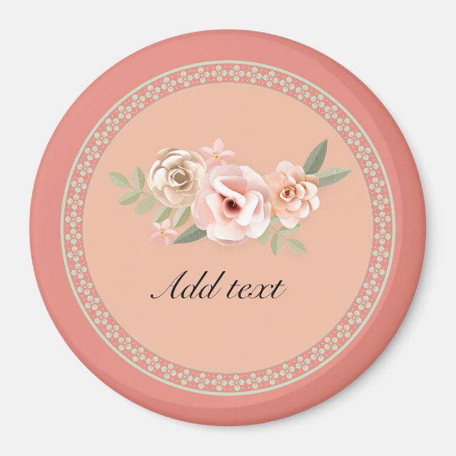 Aimant Tranquillité, belle décoration florale modèle, (Devant)