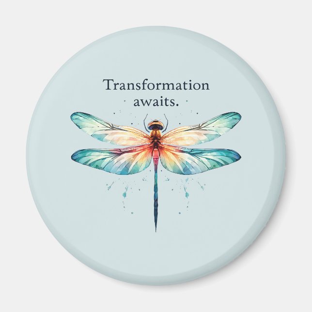 Aimant Transformation Attend - libellule colorée (Devant)