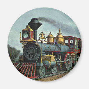 Aimant Transport vintage, locomotive de train charbonnier