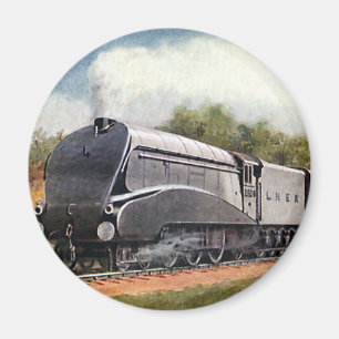 Aimant Transport Vintage, Train à Grande Vitesse Argenté 