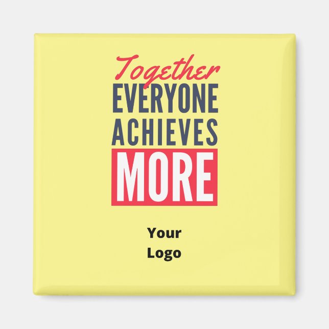 Aimant Travail d'équipe sur mesure du logo de l'entrepris (Devant)