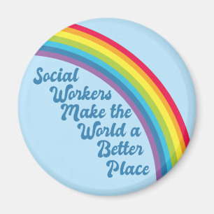 Aimant Travail social Citation inspirante Rainbow Blue