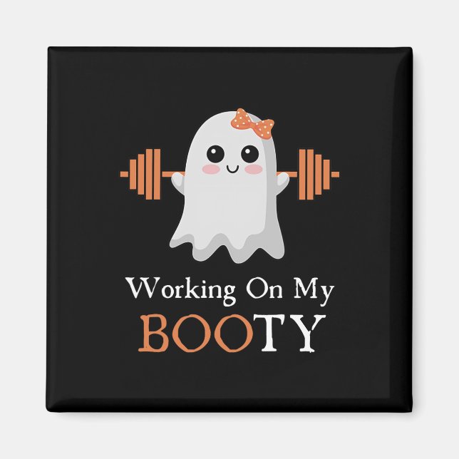 Aimant Travailler Mon Gros Boo-Ty Funny Halloween Gym Gho (Devant)