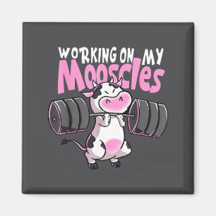 Aimant Travailler sur mes mooscles drôle de vache de gym