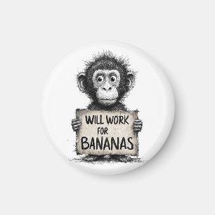Aimant Travaillera pour des Bananes - Dessin humoristique