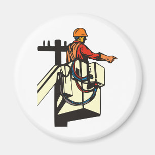 Aimant Travailleur d'électricien de monteur de lignes de