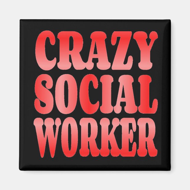 Aimant Travailleur social fou en rouge (Devant)