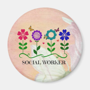 Aimant Travailleur social, Pastel Springtime Design,