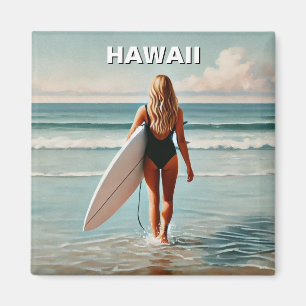 Aimant Travel Surf en Hawaii Surfer Girl