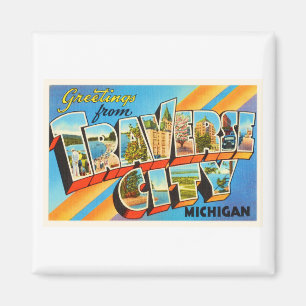 Aimant Traverse City Michigan MI Vintage voyage Souvenir