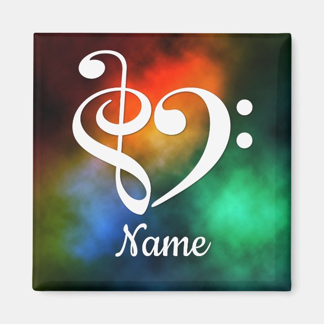 Aimant Treble Clef Bass Clef Heart Nebula Customized (Devant)