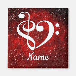 Aimant Treble Clef Bass Clef Heart Red Nebula Customisé