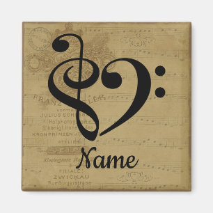 Aimant Treble Clef Bass Clef Music Coeur Customisé