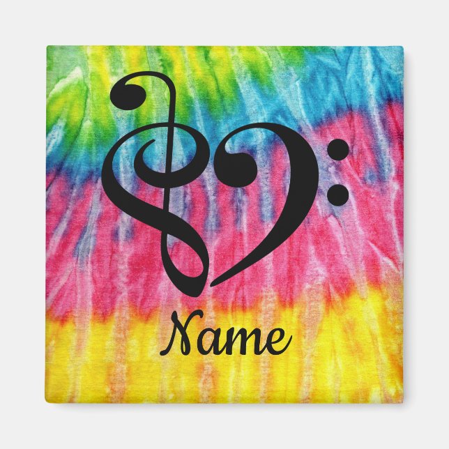 Aimant Treble Clef Bass Clef Music Coeur Customisé (Devant)