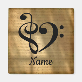 Aimant Treble Clef Bass Clef Music Coeur Customisé