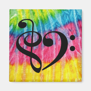 Aimant Treble Clef Bass Clef Music Heart Rainbow Cravate-