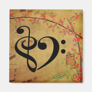 Aimant Treble Clef Bass Clef Musical Heart Sheet Musique