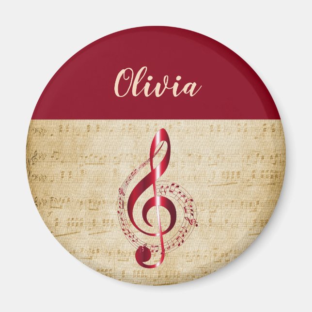 Aimant Treble Clef musique Vintage (Devant)