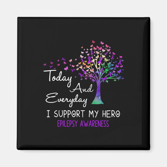 Aimant Tree Ribbon I Support My Hero Epilepsie Awareness (Devant)