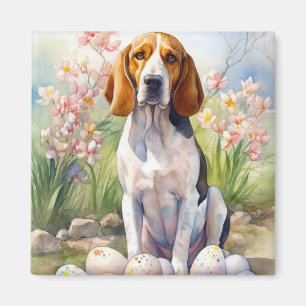 Aimant Treeing Walker Coonhound avec œufs de Pâques de va