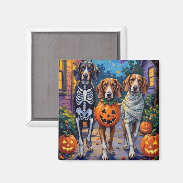Aimant Treeing Walker Coonhound en costumes d'Halloween (Recto/Verso)