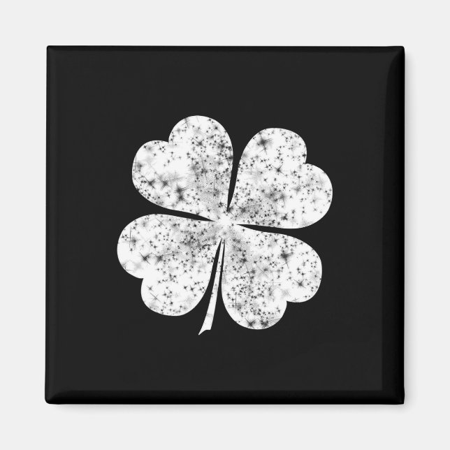 Aimant Trèfle blanc drôle à 4 feuilles Saint-Patrick (Devant)