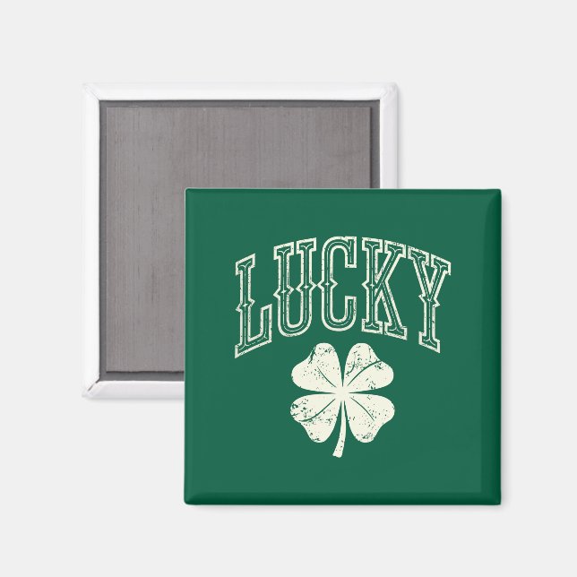 Aimant Trèfle Chanceux de la Saint-Patrick Vintage  (Recto/Verso)