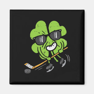 Aimant Trèfle jouant au hockey sur glace St Patrick's Day