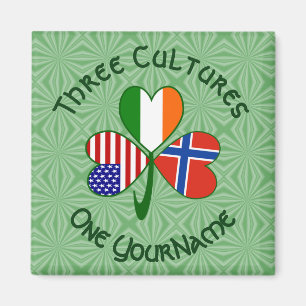 Aimant Trèfle personnalisé américano-irlandais norvégien