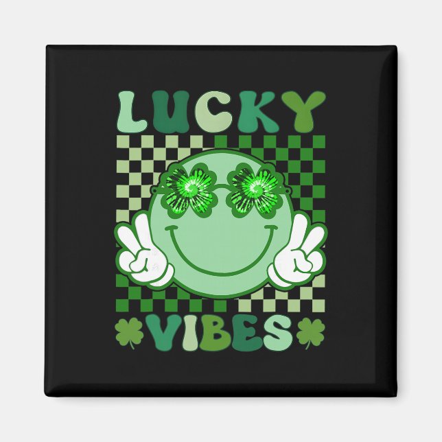 Aimant Trèfle Rétro Irlandais St Patrick Jour Hippie Visa (Devant)