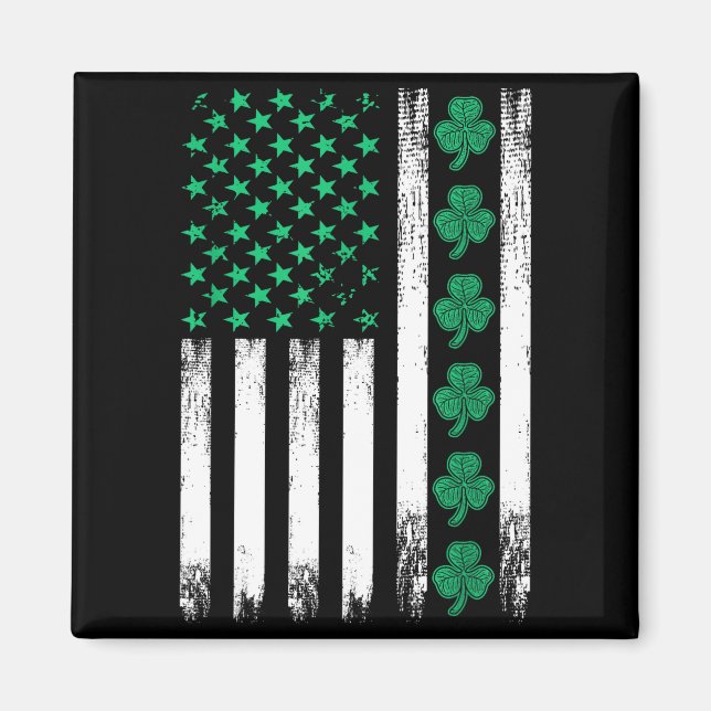 Aimant Trèfles Drapeau Américain Irlandais St Patrick Sha (Devant)