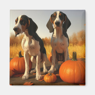 Aimant Trek Walker Coonhound Chiot Citrouille d'automne
