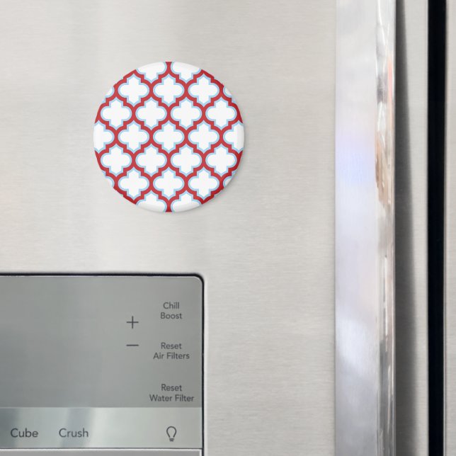 Aimant Trellis blanc et rouge, treillis, Quatrefoil (In situ (réfrigérateur))