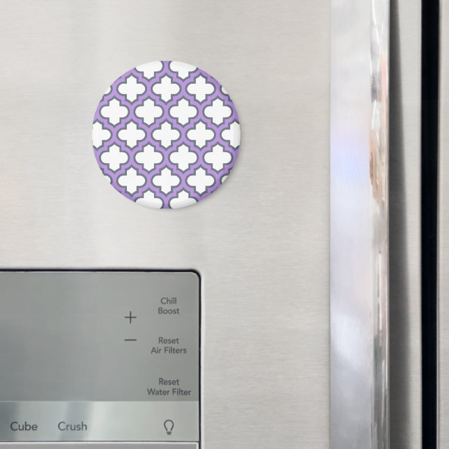 Aimant Trellis blanc et violet, treillis, Quatrefoil (In situ (réfrigérateur))