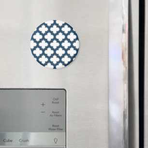 Aimant Trellis bleu blanc et marine, treillis, Quatrefoil